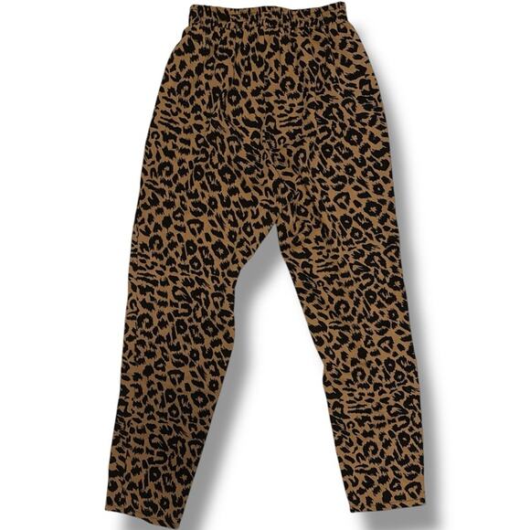 MISSGUIDED Tan Black Leopard Print Ankle Cropped Pants US 4 or Small - Picture 2 of 3